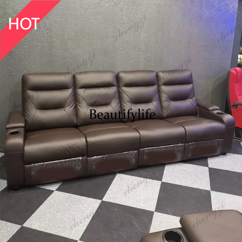Home Cinema Couch - A49レザーソファセット、電動リクライニングシート付き、シアター電動リクライニングカウチ、北欧風シーティングルーム、シネマソファ