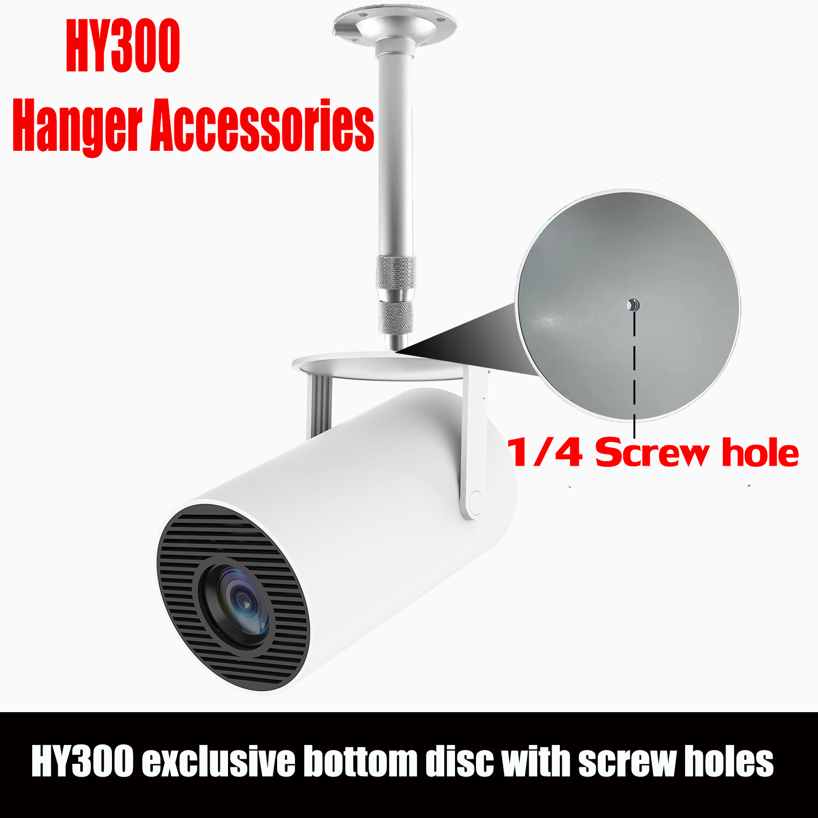 Home Cinema Screen - HY300 プロジェクターアクセサリー プロジェクターバックライト用天井および壁掛けスタンド ブラケットハンガーと互換性あり 1/4 ネジ穴ネジ