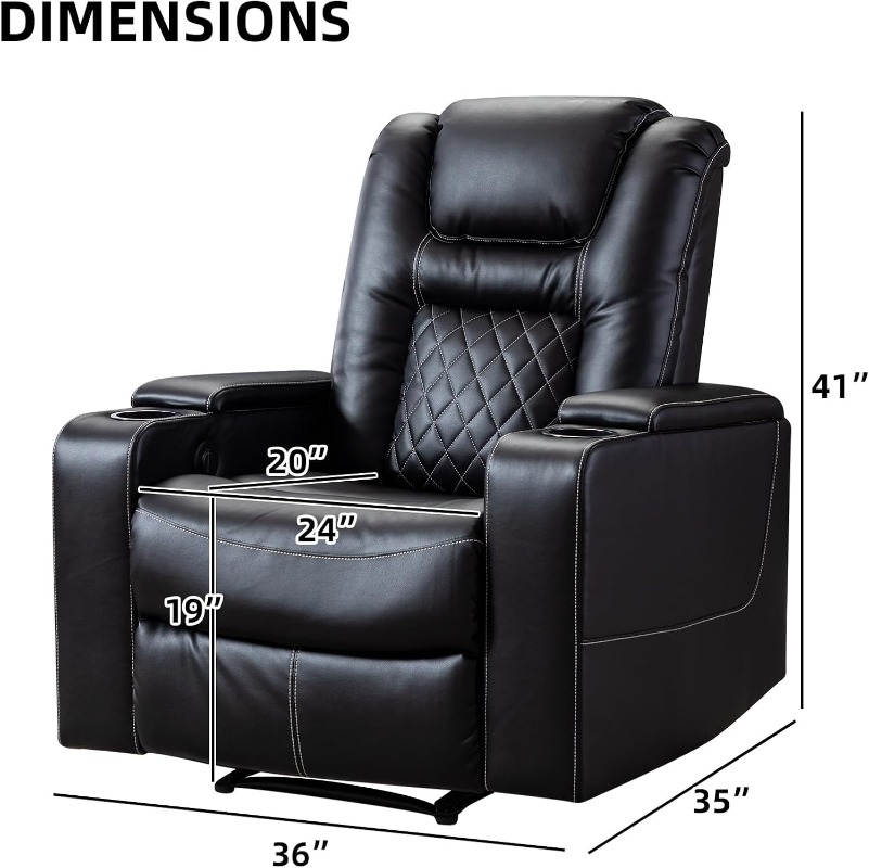 CANMOV 電動リクライニングチェア、USBポートとカップ - Home Cinema Couch のレビューと価格