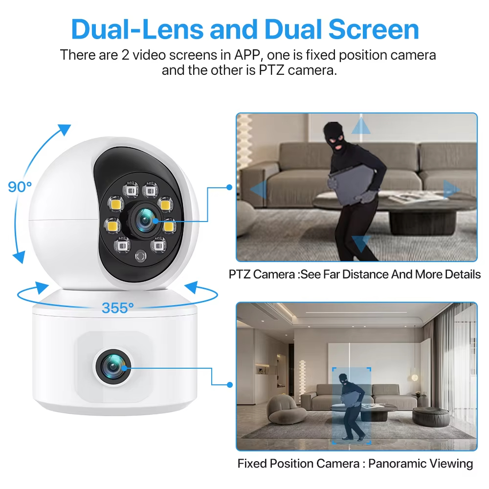 6MP ICSEE WiFi IPカメラ デュアルレンズ デ - Home Cinema Screen のレビューと価格