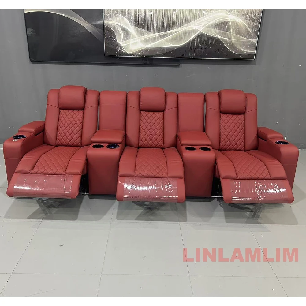 Linlamlim-カップホルダー付きの豪華な3人掛けリクラ - Home Cinema Couch のレビューと価格