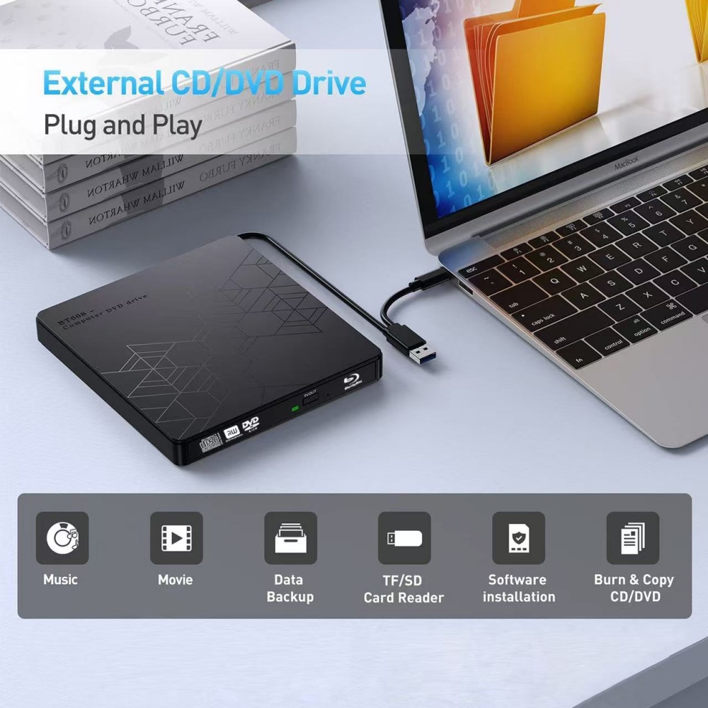 5-in-1 外部 Blu-ray ドライブ、ポータブル B - Blu Ray Disc Player のレビューと価格
