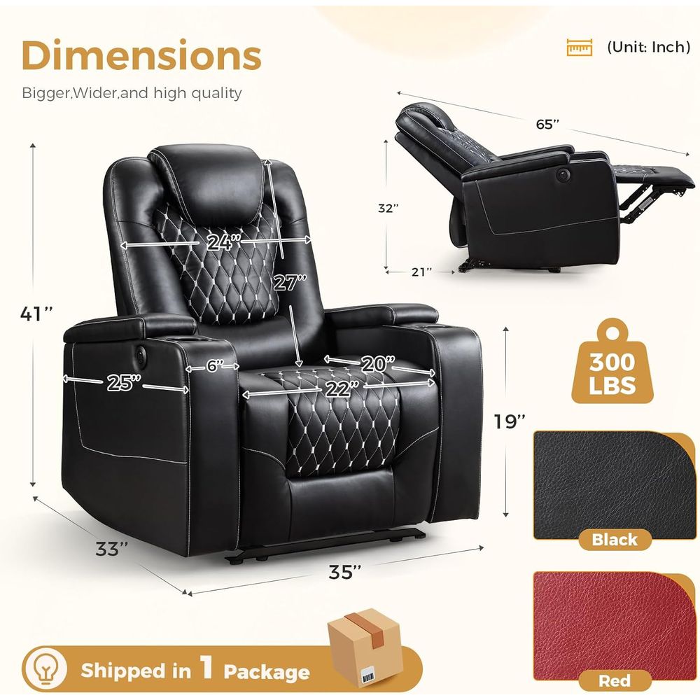 USBポートとカップホルダー付き電動リクライニングチェア - - Home Cinema Couch のレビューと価格