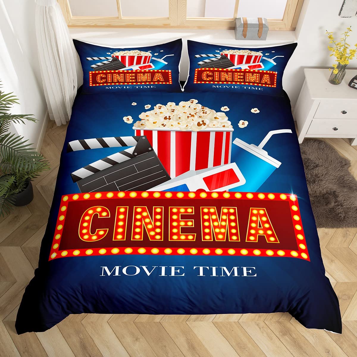ヴィンテージ映画チケット柄布団カバー映画館テーマ寝具セットフ - Home Cinema Tickets のレビューと価格