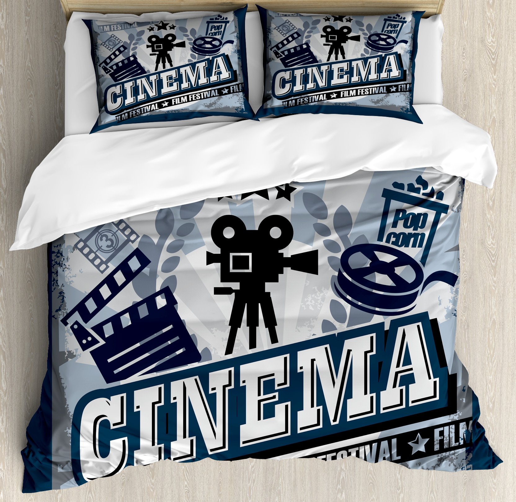 ヴィンテージ映画チケット柄布団カバー映画館テーマ寝具セットフ - Home Cinema Tickets のレビューと価格