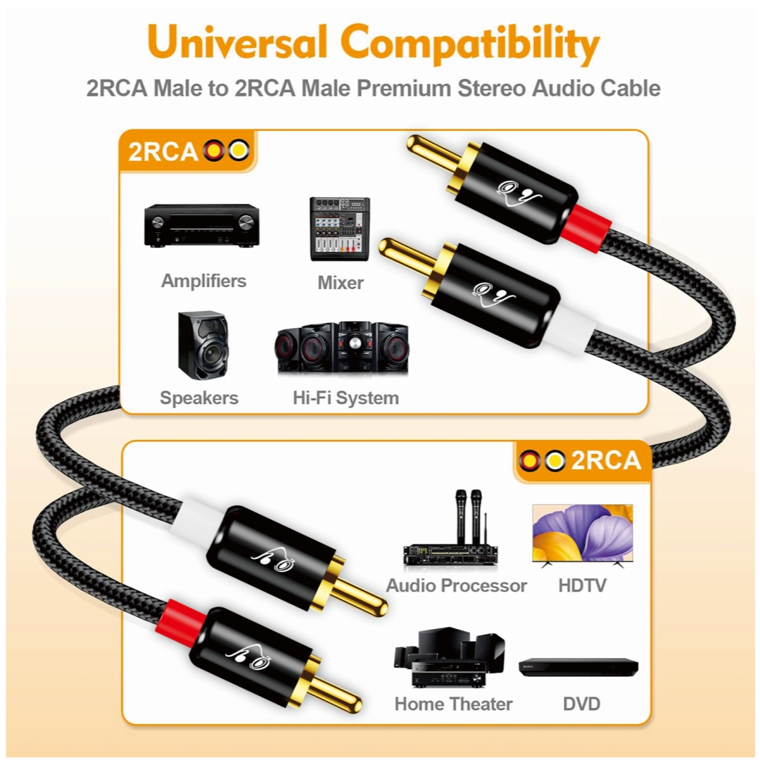 RG 2 RCA - 2 RCA ステレオケーブル、24K金 - Home Cinema Equipment のレビューと価格
