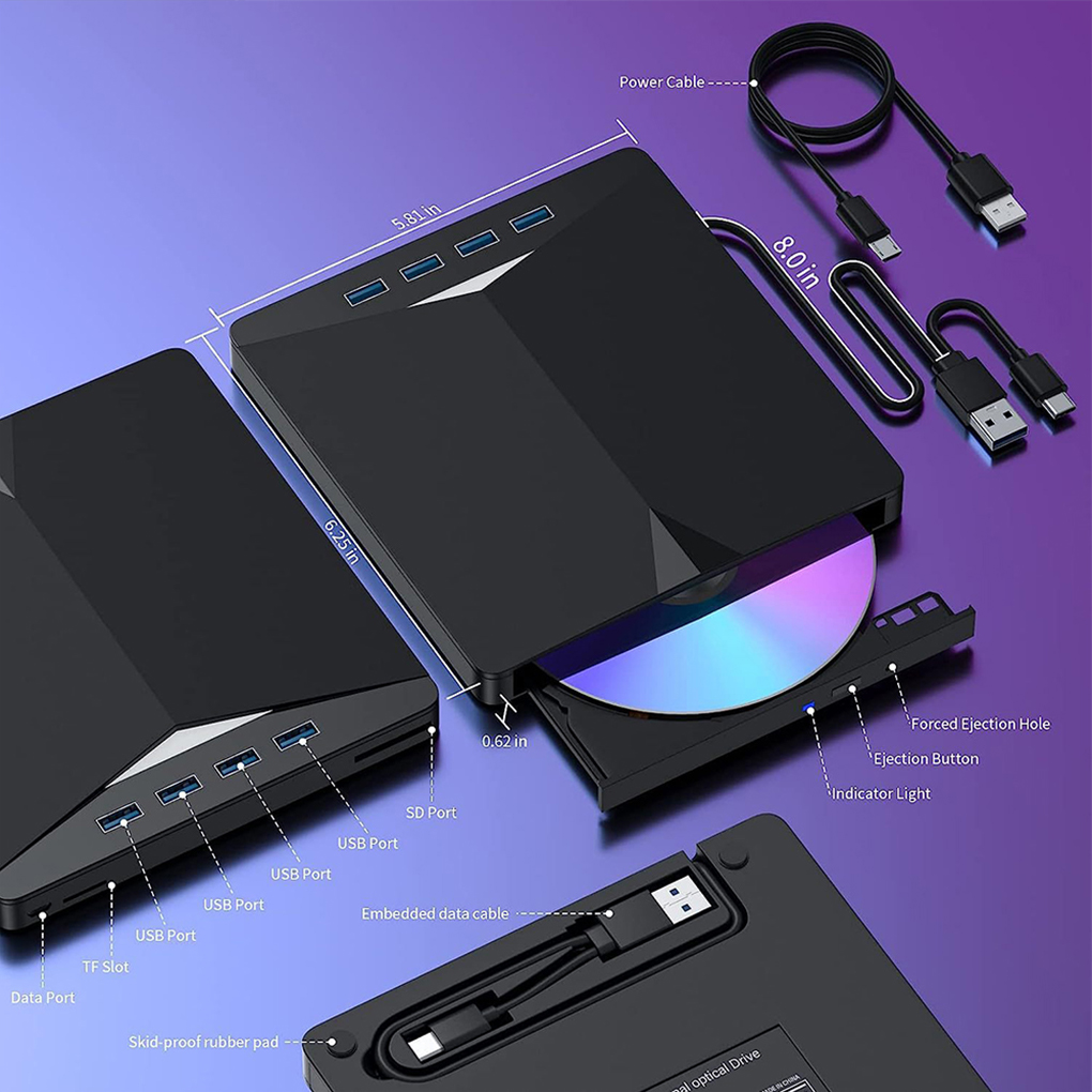 7 in1 USB 3.0 タイプ C 外部 CD DVD  - Blu Ray Disc Player のレビューと価格