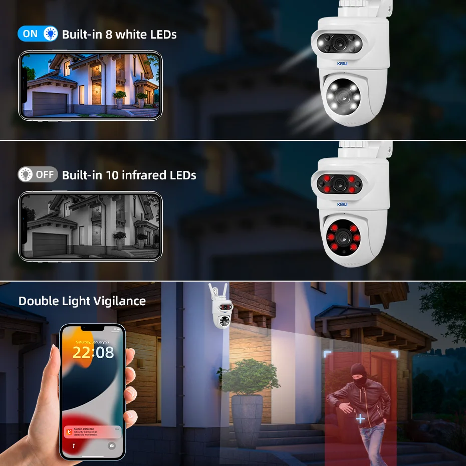 KERUI 5K 10MP デュアルレンズPTZ WIFIカ - Home Cinema Screen のレビューと価格