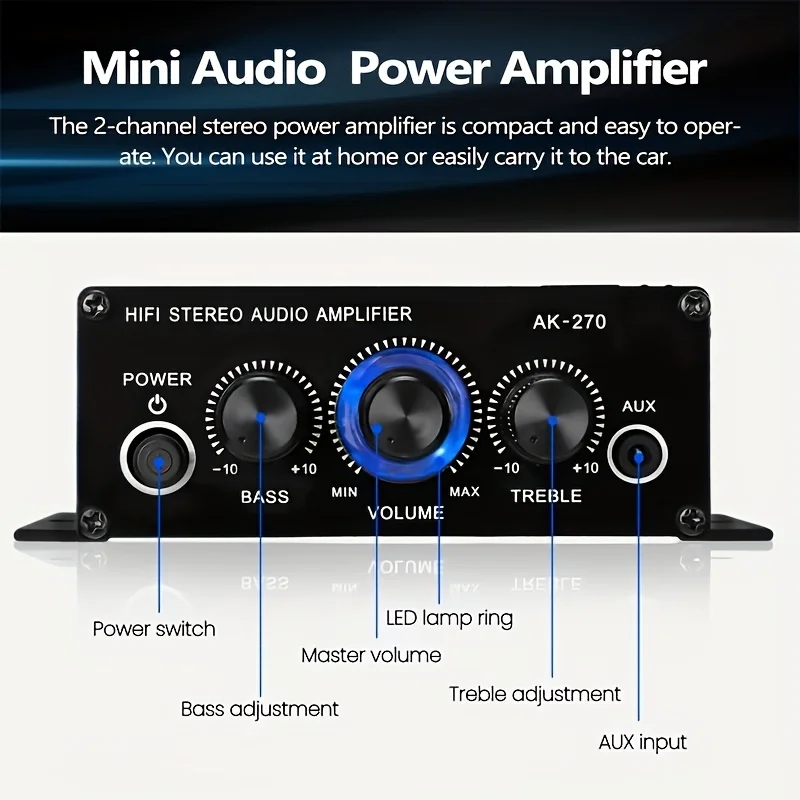 AK-270 400W ミニパワーアンプ 12V/24V 2 - Home Cinema Beamer のレビューと価格