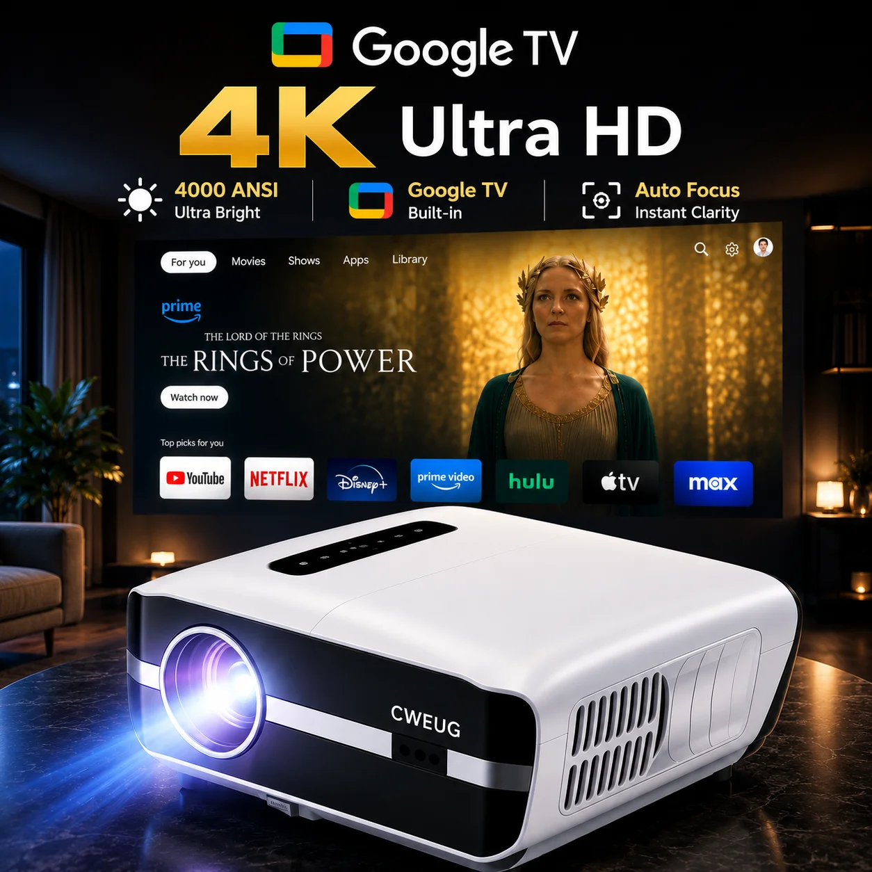 NewA9S 4Kプロジェクター オートフォーカス 昼間対応 - Home Cinema Couch のレビューと価格